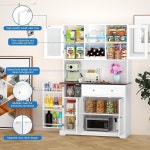 와인 랙이 있는 주방 팬트리 캐비닛 전기 콘센트가 모던 뷔페 전자레인지 스탠드가 톨 키친 허치 문과 선반이 다이닝 룸을 위한 스윙 아웃 도어... 