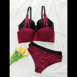 2 세트 솔리드 Underwire 란제리 세트 여성 강철 반지와 브래지어를 밀어 여성 속옷 팬티 매일 브래지어 J2611 : 나디아백구스토어