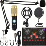 홈 스튜디오 키트 팟캐스트 음악 믹서 장비 콘덴서 마이크 세트 노트북, 스트리밍용 : 월드샌드