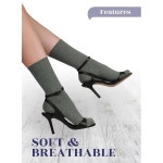 여성용 코튼 크루 양말, 부드럽고 레귤러 핏, 바지용 플레인 컬러 캐주얼 신발 사이즈 6~12, 4~8켤레 1 01- Black (4 Pairs) 6-9 : darius008