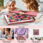 FHBUBPUP 5D 다이아몬드 페인팅 키트, 초보자용 만다라 아트 키트 - DIY 풀 드릴 라운드 닷 젬 플라워, 홈 월 장식에 적합한 공예 선물 12... 