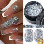 샴페인 골드 글리터 반사 네일 젤 폴란드어 스파클링 크리스탈 그래피티 스트라이프 풀 라인 UV : 네이모아스토어