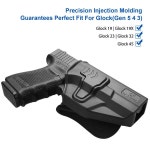 Glock G19,19X Gen 3 4 5  23 Gen 4 OWB 홀스터레벨 II 고정 360도 조절 가능 패들 백오른쪽/왼쪽에 적합 : 네이비 프로그