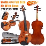 바로곱 바이올린 4/4 풀 사이즈 키트 나무 세트 (케이스 활 추가 현 로진 튜너 ) 어린이 및 성인용 초보자 : 수에노샵