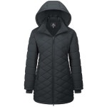 맥콤센 여성용 롱 윈터 퀼트 패딩 재킷 경량 보온 코트 방수 아웃웨어 파카스 후드 포함 Army Green Small : 바이츠1