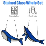 칼로콜로 고래 선캐처 창문걸이용 스테인드글라스 세트 해변 집 창문 장식용 수제 패널 : 굿투고우