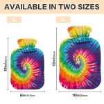 레인보우 타이 염료 온수병 프리미엄 고무 겨울 온수 가방 소프트 벨벳 커버 2리터 Black 2L : 스틸브룩 셀렉션 23