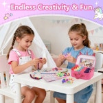 8세에서 12세 사이의 소녀들을 위한 팔찌 만들기 키트 선물 1200 컬러풀 천 고무 밴드 직조 베틀 우정 완성 DIY 예술 및 공예 장난감 여아... 