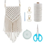 성인 초보자를 위한 WEBEDY DIY 마크라메 가방 키트 테슬을 사용한 매듭 크로스바디 제작 비디오 튜토리얼이 포함된 휴대폰 지갑 세트 3mm... 