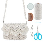 태슬이 포함된 위비디 DIY 마크라메 가방 키트 베이지 크로스 바디백 제작 비디오 튜토리얼이 매듭 숄더백 세트 3mm 코드 도구 여성용 수제... 