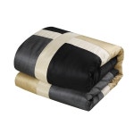 7 피스 Alleta work 단색 블록 자수와 핀턱 장식 베개 킹 이불 세트 블랙 : 라들딜리버리