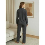 본 소프트 버튼 업 파자마 여성용, 니트 다운 세트 팬츠, PJ Black Small : 바이츠1