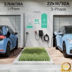 dé Wallbox 전기 계량기 포함 가정용 스테이션 22kW 3 상 APP 케이블 CEE to Type 2 EV 5 m 10 : 트레이드셀42