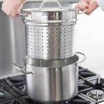 소로 에센셜 - 12 큐트 스테인리스 스틸 파스타 쿠커 뚜껑 포함 4mm 캡슐화 베이스 다용도 스티머로 조리 가능한 재고 냄비 오븐 안전 및 인덕션... 