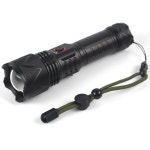 강력한 전술 LED 손전등 거리 스포트라이트 랜턴 4 가지 모드 USB 줌 사냥 LED 토치 야외 조명 : 골드앤네이처
