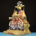 티베트 신전 컬렉션 고대 황동 페인트 광지 용왕 용우 불멸의 앉아있는 부처님 아마스 부 타운 하우스 12 인치 : 파크상사.