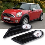 BMW 호환 미니 소형 쿠퍼 R56 R57용 펜더 인디케이터 라이트 2개 사이드 마커 램프 자동차 내부 부품 블랙/클리어 전구 : 즈미엘