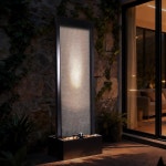 조코볼 메시 패널 폭포 분수, 돌과 LED 조명이 있는 대형 실내 물 기능, 64인치 바닥 스탠딩 워터월, 홈 데코, 거실, 파티오, 야외 정원... 