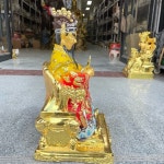 티베트 성전 컬렉션 오래된 황동 페인트 광지 용왕 용우 불멸의 앉아있는 부처님 아마스 부 타운 하우스 15 인치 : 파크상사.