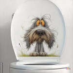 C1147  Frazzled 개 화장실 스티커  침실 입구 현관 홈  벽 이동식 : 미주에치