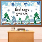 겨울 종교 기독교 게시판 키트 예수 휴일 눈송이 종이 컷아웃 겨울 교실 장식 교사 용품 벽문 도서관 유치원 유치원 장식 Sweater : 에이비오S