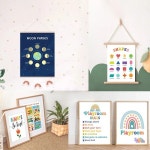 만화 알파벳 유치원 포스터 놀이방 규칙 표지판 교실  캔버스 페인팅 아트 벽 : 미주에치