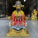 티베트 성전 컬렉션 오래된 황동 페인트 광지 용왕 용우 불멸의 앉아있는 부처님 아마스 부 타운 하우스 15 인치 : 파크상사.