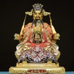 티베트 신전 컬렉션 고대 황동 페인트 광지 용왕 용우 불멸의 앉아있는 부처님 아마스 부 타운 하우스 12 인치 : 파크상사.