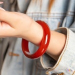 호환 브라질 마노 여성  소녀의 옥  붉은 팔찌 : 미주에치