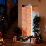 조코에볼 버블 월 폭포 분수, 변화하는 LED 컬러 조명이 있는 아크릴 실내 바닥 스탠딩 워터 월, 리모컨, 64인치 x 19인치, 집들이, 크리스마스... 