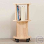 덕우 2단 고무나무 원형 이동선반 수납가구 이동형선반 : 덕우무역