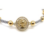 알레아 컬렉션 세인트 베네딕트 큐빅 지르코니아 메탈릭 실버 스트링 보호 팔찌, 나쁜 에너지와 질투로부터 보호합니다 : 금윤샵