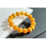 자연스러운 노란색 아가미 보석 13mm | 둥근 모양, 부드러운 컷스톤 7인치 에너지 스트레치 브레이슬릿 힐링 손목밴드 수제 LSB_00398 : 금윤샵