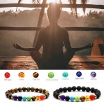 남성용 HEDQFM 2pcs 7 차크라 타이거 에너지 스톤 팔찌 용암 아로마테라피 에센셜 오일 디퓨저 : 금윤샵