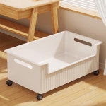 책상 밑 수납 선반 이동식 박스 교실 학생 고등학교 바퀴 달린 정리함 플라스틱 이중문 : 미주에구