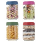 글라타밤 16 OZ 4팩 뚜껑이 있는 하룻밤 귀리 병 유리 식사 준비 용기 아침 식사용  18 OZ-8Pack : 나닥스마켓