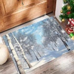 눈송이 자작나무 숲 문 매트, 앞 실내 문 매트 인조 미끄럼 방지 입구 통로 러그 흡수 겨울 풍경 러그, 실내 입구 복도용 러그, 2피트 X3인치... 