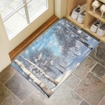 눈송이 자작나무 숲 문 매트, 앞 실내 문 매트 인조 미끄럼 방지 입구 통로 러그 흡수 겨울 풍경 러그, 실내 입구 복도용 러그, 2피트 X3인치... 