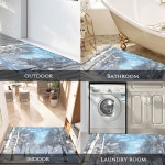 눈송이 자작나무 숲 문 매트, 앞 실내 문 매트 인조 미끄럼 방지 입구 통로 러그 흡수 겨울 풍경 러그, 실내 입구 복도용 러그, 2피트 X3인치... 