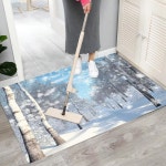 눈송이 자작나무 숲 문 매트, 앞 실내 문 매트 인조 미끄럼 방지 입구 통로 러그 흡수 겨울 풍경 러그, 실내 입구 복도용 러그, 2피트 X3인치... 