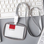 제이에이치 양면 사원증 가로형 케이스 4개입 세트 사원증줄 명찰케이스 목걸이줄 : J.Hwan