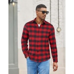 쿠판디 남성 플란넬 셔츠 긴 소매 경량 격자무늬 셔츠 캐주얼 버튼 다운 셔츠 포켓 포함 Khaki Small : 살림PICK