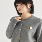 00 고급 양모 라운드 넥 스웨터 여성용 겨울 슬림 핏 오픈 가디건 상의 포레스트 버드 소프트 긴팔 : 미주나티