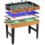 HOMCOM 4 in 1 멀티 게임 테이블 축구, 당구, 탁구 및 하키 , 107x61x84 5cm : 프레스티지컴퍼니
