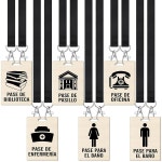 휴면 6개 스페인어 홀 패스 랜야드 및 스쿨 세트 교실, 화장실, 도서관, 사무실 간호학교 학생 교사 용품용 깨지지 않는 나무 욕실 : 블룸앤조이몰