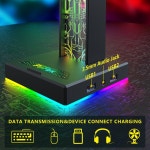 RGB 게임 헤드폰 스탠드 10 조명 효과 듀얼 B 포트 3.5mm 오디오 데스크탑 홀더 행거 게이머 pc : 올스토어2