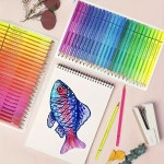 Brutfuner 50 형광 색연필 소프트 코어 오일 기반 스케치 드로잉 연필 세트 초급 미술 용품 : 유앤원01