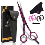 뷰티콘 헤어 커팅 가위 고탄소 인치 전문 이발사 등급 살롱 톱니 모양 면도날 포함 가죽 : 아가페컴퍼니