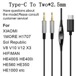 HIFIMAN 교체형 이어폰 타입-더블 플러그 업그레이드 케이블, 샤오미 1More H1707 HE400S HE400i HE560 HE1000, 2.5mm : Soy system