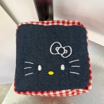 키키 헬로 데님 깅엄 체크 레드 파우치 : kiki-market